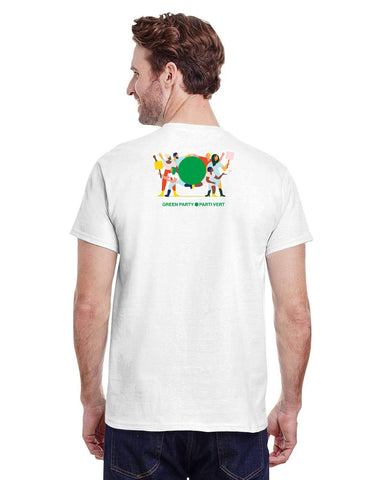 GPC T White with icon logo and party on back