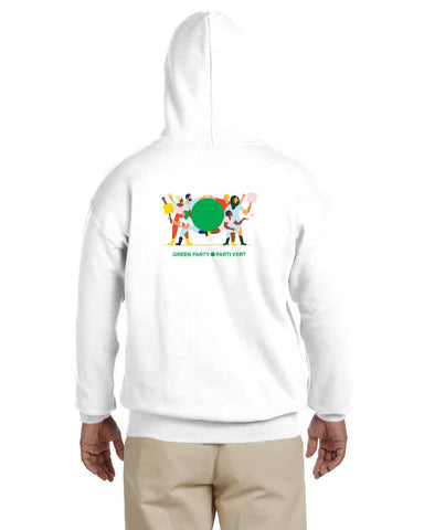 GPC / PV Adult Hoodie White with bilingual icon logo on back