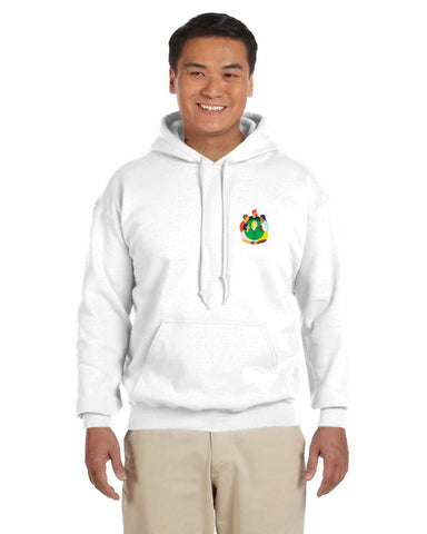 PV Adult Hoody White - PV Icon logo on front and Votez Pur du Changement on back